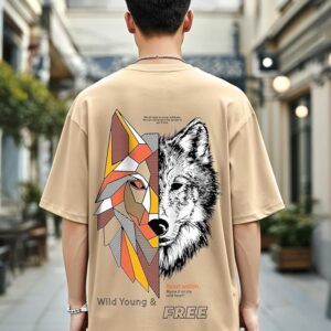 Bewakoof Men's 100% Cotton 220 GSM Graphic Print Oversized Fit Round Neck T-Shirt